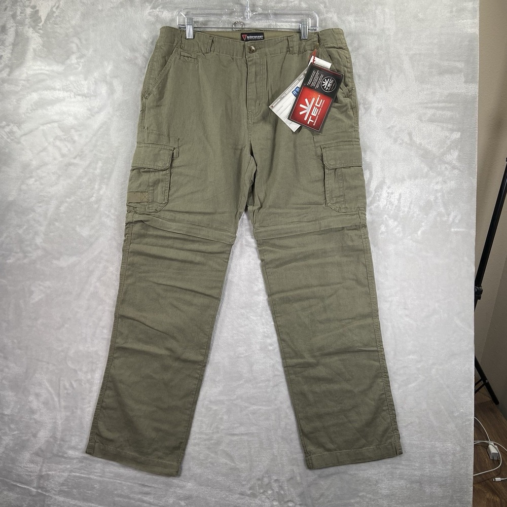 ScottEVest Pants Mens 36x32 Ultimate Cargo 55% Linen Convertible TEC Outdoor NWT